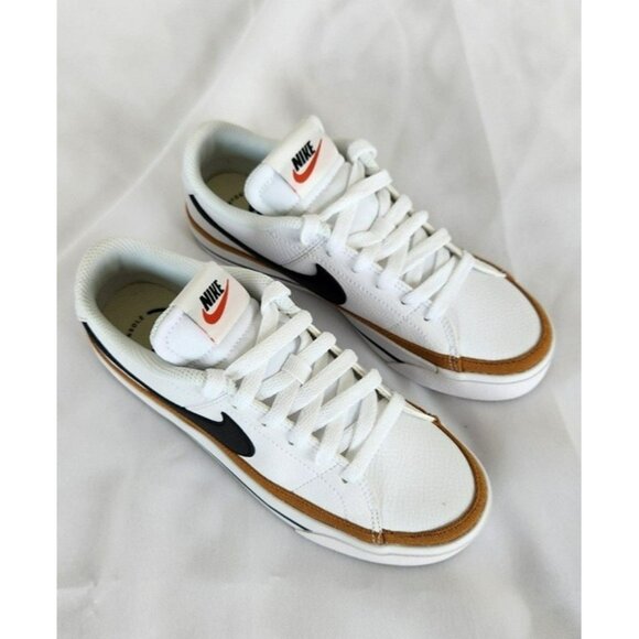 6 WOMEN'S NIKE COURT LEGACY WHITE / BLACK OCHRED DH3161-100 SNEAKERS - Picture 8 of 10